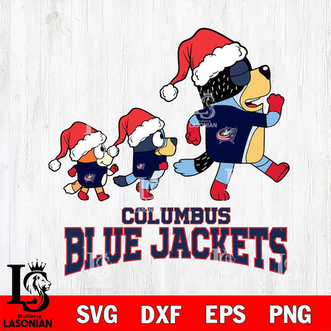 Columbus Blue Jackets Bluey Family Christmas Svg Eps Dxf Png File, Digital Download