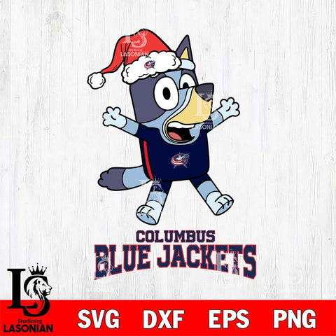 Columbus Blue Jackets Bluey Happy Christmas Svg Eps Dxf Png File, Digital Download
