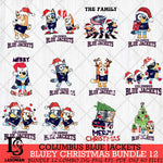 Columbus Blue Jackets Bluey Happy Christmas Bundle 12 Svg Eps Dxf Png File, Digital Download