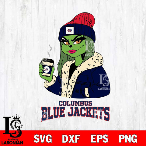 Columbus Blue Jackets Girls Grinch Bougie Svg Eps Dxf Png File, Digital Download, Instant Download