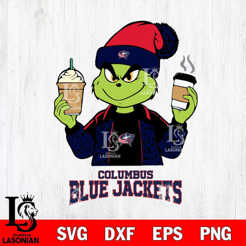 Columbus Blue Jackets Grinch 2 coffee Svg Eps Dxf Png File, Digital Download, Instant Download