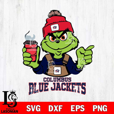 Columbus Blue Jackets Grinch with coffee Svg Eps Dxf Png File, Digital Download, Instant Download