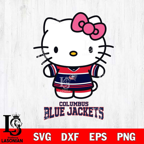 Columbus Blue Jackets Hello Kitty NHL Hockey SVG DXF EPS PNG FILE,NHL File Cut,Disney Digital Download,Instant Download, Silhouette