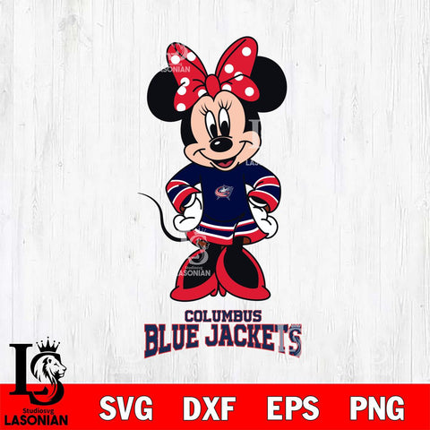 Columbus Blue Jackets Minnie Mouse NHL Hockey SVG DXF EPS PNG FILE,NHL File Cut,Disney Digital Download,Instant Download, Silhouette