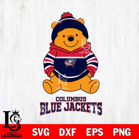 Columbus Blue Jackets Winnie The Pooh Hockey SVG DXF EPS PNG FILE,NHL File Cut,Disney Digital Download,Instant Download, Silhouette
