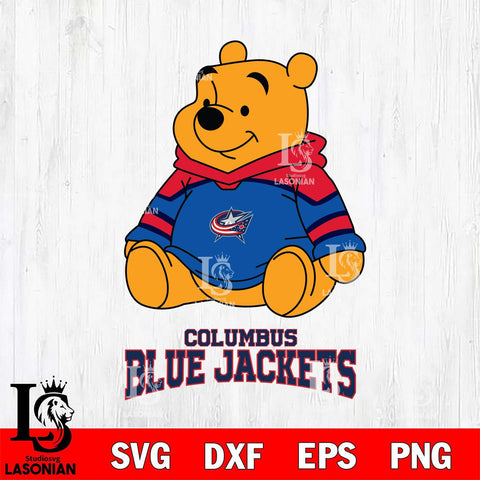 Columbus Blue Jackets Winnie The Pooh NHL Hockey SVG DXF EPS PNG FILE,NHL File Cut,Disney Digital Download,Instant Download, Silhouette