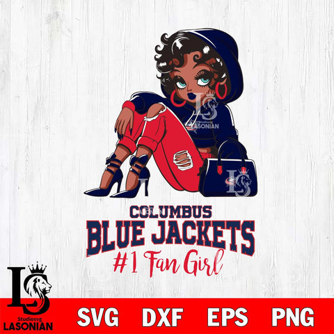Columbus Blue Jackets #1 beauty Black Fan Girl, Svg Eps Dxf Png File, Digital Download