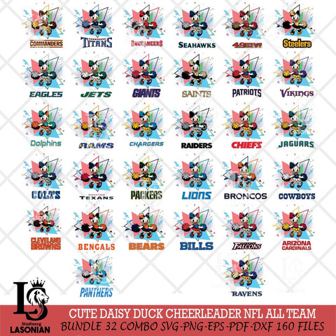 Cute Daisy Duck Cheerleader NFL SVG DXF EPS PNG FILE, BIG BUNDLE Disney Father day File Cut,Digital Download,Instant Download,Disney Svg Files