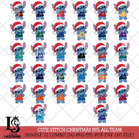 Cute Stitch Christmas NFL ALL TEAM Svg Eps Dxf Png File, Digital Download, Instant Download