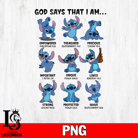God Says that i am stitch png file, Digital Download, Instant Download