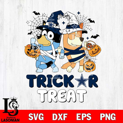 Dallas Cowboys Bluey Trick or Treat Halloween 2 Svg Eps Dxf Png File, Digital Download, Instant Download