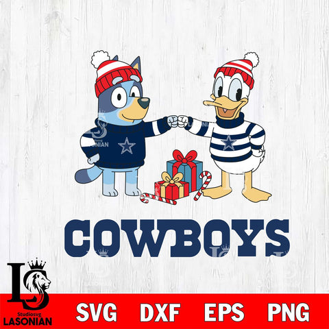 Dallas Cowboys Bluey With Donald Duck Christmas Cricut,Christmas SVG DXF EPS PNG FILE, Digital Download,Instant Download, Silhouette