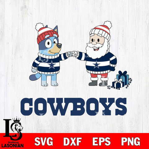 Dallas Cowboys Bluey With Satan Christmas Cricut,Christmas SVG DXF EPS PNG FILE, Digital Download,Instant Download, Silhouette