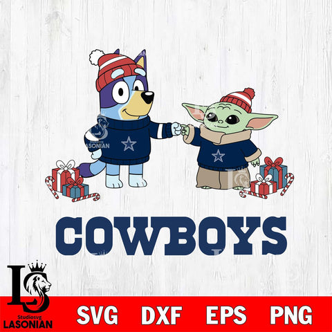 Dallas Cowboys Bluey With Yoda Christmas Cricut,Christmas SVG DXF EPS PNG FILE, Digital Download,Instant Download, Silhouette