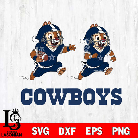 Dallas Cowboys Chip & Dale Football Cricut,Christmas SVG DXF EPS PNG FILE, Digital Download,Instant Download, Silhouette