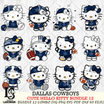 Dallas Cowboys Cute Hello Kitty NFL Bundle 12 SVG Svg Eps Dxf Png File, NFL svg, Digital Download, Instant Download