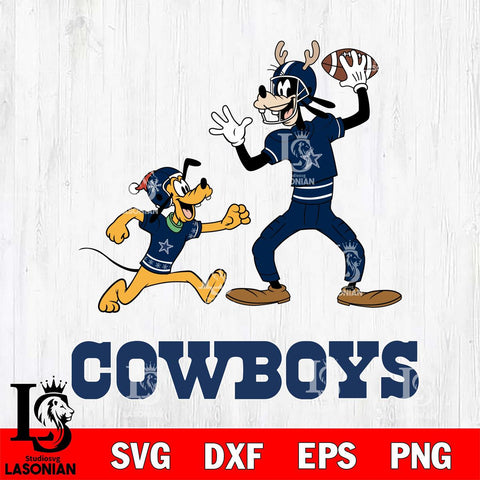 Dallas Cowboys Goofy & Pluto Football Cricut,Christmas SVG DXF EPS PNG FILE, Digital Download,Instant Download, Silhouette