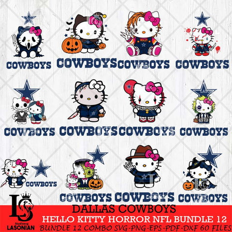 Dallas Cowboys Hello Kitty Horror NFL Bundle 12 SVG Eps Dxf Png File, NFL svg, Digital Download, Instant Download
