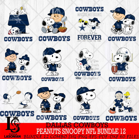 Dallas Cowboys Peanuts Snoopy Player NFL Bundle 12 SVG DXF EPS PNG FILE,Snoopy File Cut, bundle nfl Digital Download,Instant Download, Silhouette