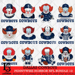 Dallas Cowboys Pennywise Horror NFL Bundle 12 SVG Eps Dxf Png File, NFL svg, Digital Download, Instant Download