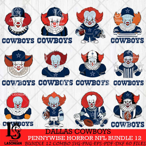 Dallas Cowboys Pennywise Horror NFL Bundle 12 SVG Eps Dxf Png File, NFL svg, Digital Download, Instant Download
