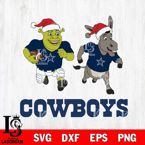 Dallas Cowboys Shrek and Donkey Football Cricut,Christmas SVG DXF EPS PNG FILE, Digital Download,Instant Download, Silhouette