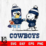 Dallas Cowboys Snoopy & Bluey Football Svg Eps Dxf Png File,NFL Svg Files,Christmas svg ,Digital Download ,Instant Download