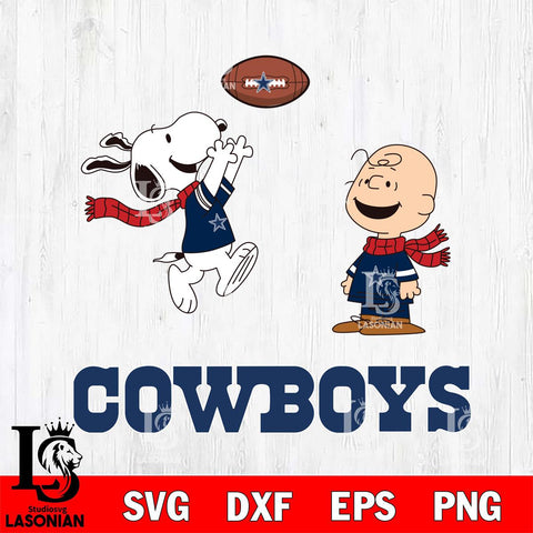 Dallas Cowboys Snoopy & Charlie Brown Football Cricut,Christmas SVG DXF EPS PNG FILE, Digital Download,Instant Download, Silhouette