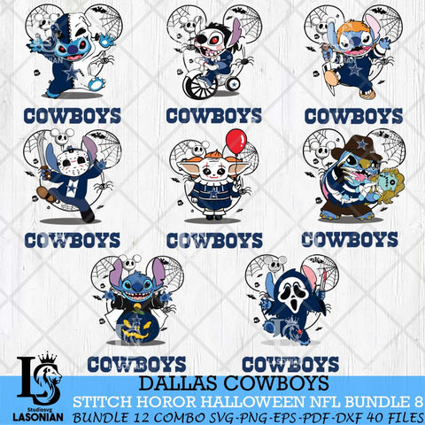 Dallas Cowboys Stitch Horror Halloween Bundle 8 Svg Eps Dxf Png File, Digital Download, Instant Download