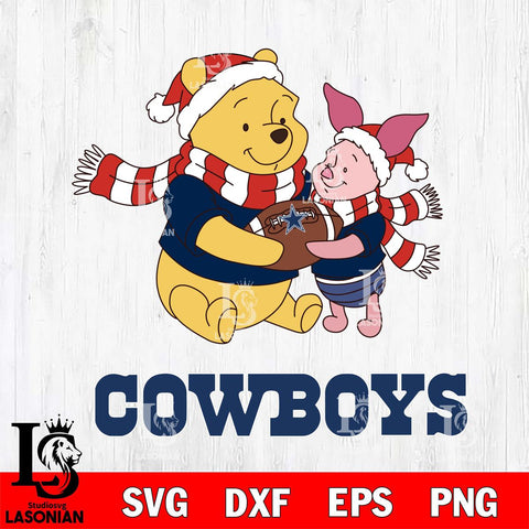 Dallas Cowboys Winnie the Pooh & Piglet Football Cricut,Christmas SVG DXF EPS PNG FILE, Digital Download,Instant Download, Silhouette