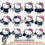 Dallas Cowboys  Hello Kitty Cheerleader NFL Bundle 12 SVG Eps Dxf Png File, Digital Download, Instant Download