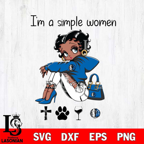 Dallas Mavericks Betty Boop Black Fan I Am Simple Women Svg Eps Dxf Png File, Digital Download