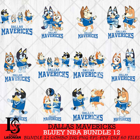 Dallas Mavericks Bluey Dace Mode NBA Bundle 12 SVG Eps Dxf Png File, Digital Download, Instant Download