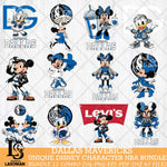 Dallas Mavericks Disney character NBA Bundle 12 Svg Eps Dxf Png File, Digital Download, Instant Download