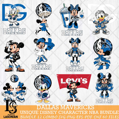 Dallas Mavericks Disney character NBA Bundle 12 Svg Eps Dxf Png File, Digital Download, Instant Download