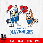 Dallas Mavericks Love Bluey Christmas Svg Eps Dxf Png File, Digital Download