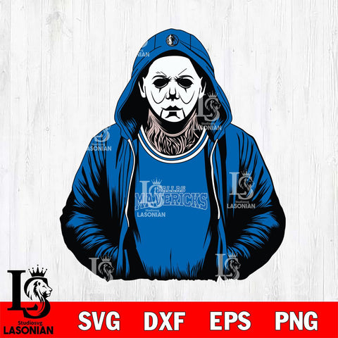 Dallas Mavericks Michael Myers Horror basketball SVG DXF EPS PNG FILE, NBA File Cut,Halloween Digital Download,Instant Download, Silhouette
