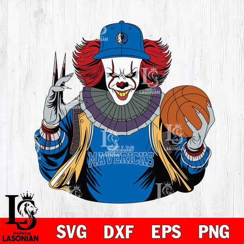 Dallas Mavericks Pennywise Horror basketball SVG DXF EPS PNG FILE, NBA File Cut,Halloween Digital Download,Instant Download, Silhouette
