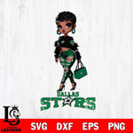 Dallas Stars Beautiful Black Fan Girl, Svg Eps Dxf Png File, Digital Download