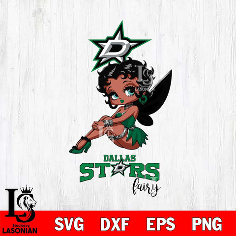 Dallas Stars Beauty Black Fairy Betty Boop, Svg Eps Dxf Png File, Digital Download