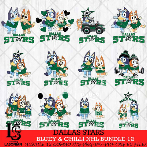 Dallas Stars Bluey & Bingo NHL Bundle 12 SVG Svg Eps Dxf Png File, Bundle NHL svg, Digital Download, Instant Download