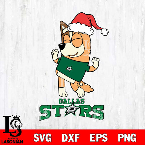 Dallas Stars Bluey Chilli Happy Christmas Svg Eps Dxf Png File, Digital Download