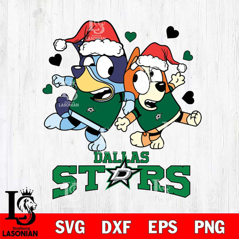 Dallas Stars Bluey Christmas NFL Svg Eps Dxf Png File, Digital Download
