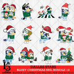 Dallas Stars Bluey Christmas NHL Bundle 12 Svg Eps Dxf Png File, Digital Download, Instant Download