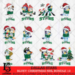 Dallas Stars Bluey Christmas NHL Bundle 12 Cricut , Christmas Svg , Bluey svg , Digital Download, dxf eps png pdf file