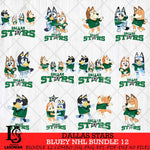 Dallas Stars Bluey Dace Mode NHL Bundle 12 SVG Eps Dxf Png File, Digital Download, Instant Download