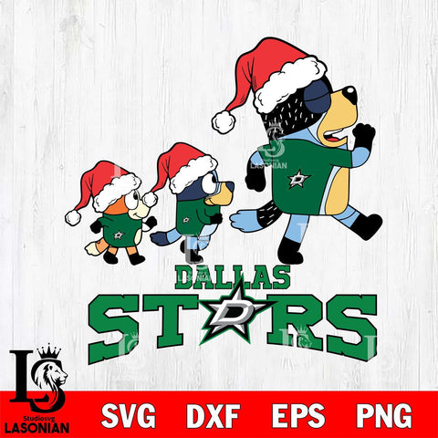 Dallas Stars Bluey Family Christmas Svg Eps Dxf Png File, Digital Download