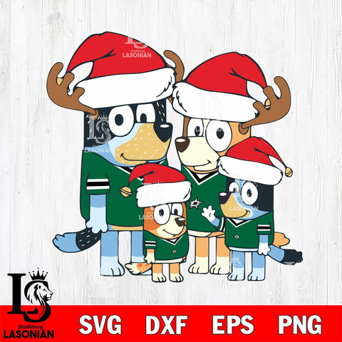 Dallas Stars Bluey Santa Family Svg Eps Dxf Png File, Digital Download, Instant Download