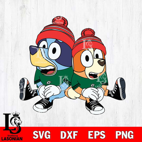 Dallas Stars Bluey & Bingo Christmas Svg Eps Dxf Png File, Digital Download, Instant Download