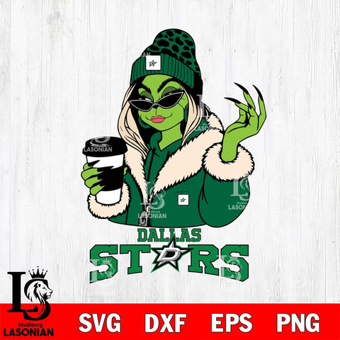 Dallas Stars Boujee Grinch Girls Christmas Cut Files, Cricut,Christmas Svg Dxf Eps Png file , Digital Download